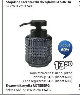 Dozownik mydła ROTEBERG szkło i ABS promocja w Jysk
