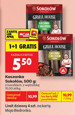 Kaszanka z wątróbką Sokołów Grill House promocja w Biedronka