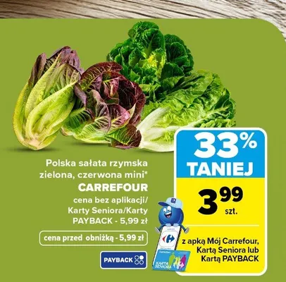 Sałata rzymska mini zielona polska Carrefour promocja w Carrefour