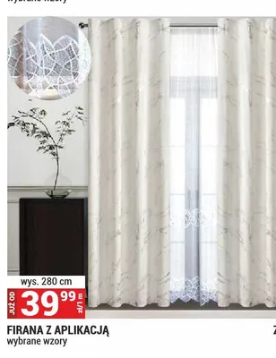 Firana z aplikacją wys. 280 cm promocja w Merkury Market