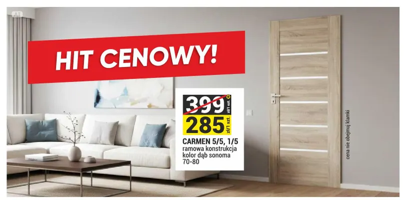 Drzwi Carmen 5/5 ramowa konstrukcja promocja w Merkury Market