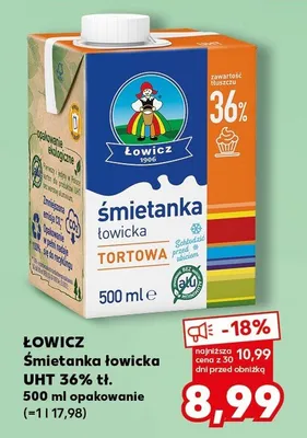Śmietanka łowicka UHT 36% tł. promocja w Kaufland