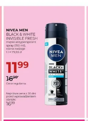 Antyperspirant spray Nivea Men Black & White Invisible Fresh promocja w Drogerie Jawa