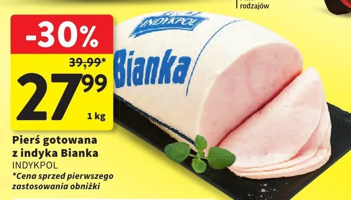 Pierś gotowana z indyka promocja w Intermarche