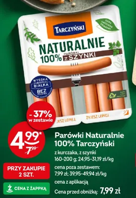 Parówki Naturalnie 100% z kurczaka Tarczyński promocja w Żabka