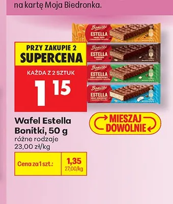 Wafel Estella Bonitki o smaku czekoladowym promocja w Biedronka