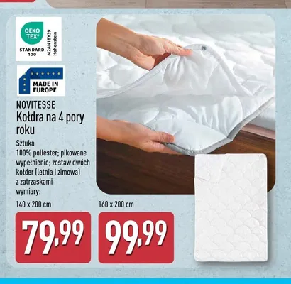 Kołdra na 4 pory roku Novitesse 140x200 cm promocja w Aldi