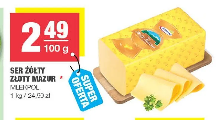 Ser żółty Złoty Mazur Mlekpol promocja w SPAR
