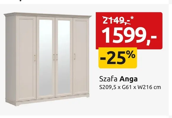 Szafa Anga S209,5 x G61 x W216cm promocja w Black Red White