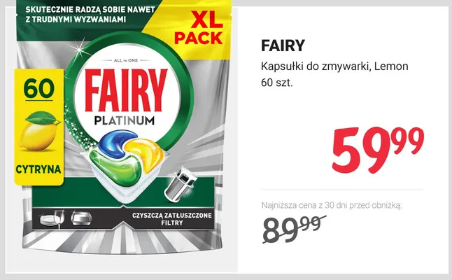 Kapsułki do zmywarki FAIRY Platinum Lemon promocja w Rossmann