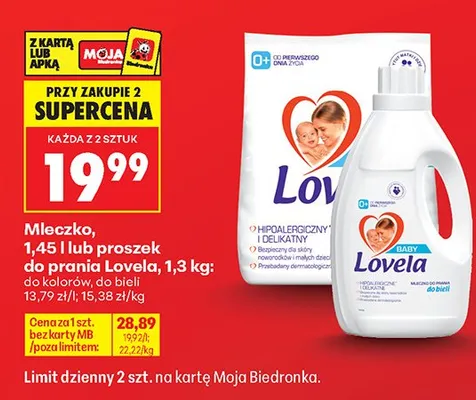 Mleczko lub proszek do prania Lovela promocja w Biedronka