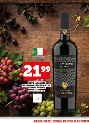 Wino czerwone Colleone Primitivo Salento wytrawne promocja w TOPAZ