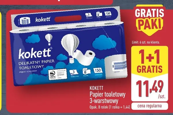 Papier toaletowy Kokett 3-warstwowy promocja w Aldi