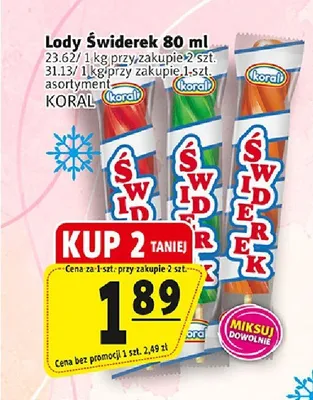 Lody Świderek Koral promocja w Prim Market