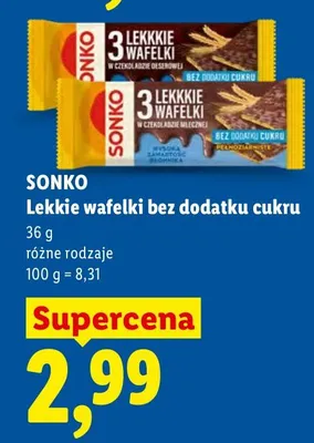 Lekkie wafelki bez dodatku cukru Sonko promocja w Lidl
