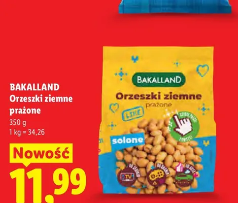 Orzeszki ziemne prażone solone Bakalland promocja w Lidl