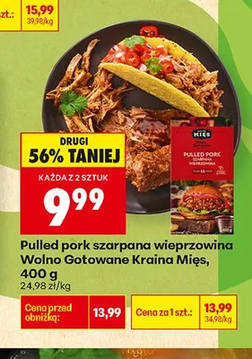 Pulled pork szarpana wieprzowina Wolno Gotowane Kraina Mięs promocja w Biedronka