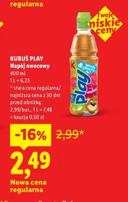 Napój owocowy Kubuś Play promocja w Lidl