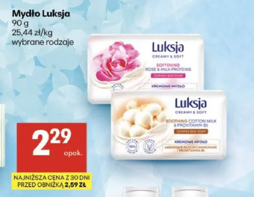 Mydło w kostce Luksja Softening Rose & Milk Proteins promocja w Delikatesy Centrum