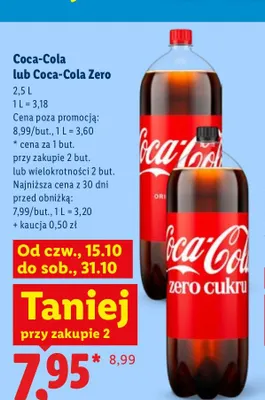 Napój gazowany Coca-Cola Zero promocja w Lidl
