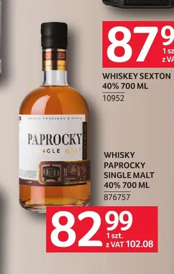 Whisky Paprocky Single Malt 40% promocja w Selgros