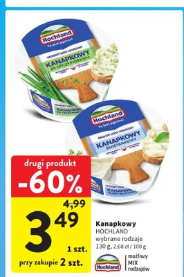 Kremowy serek twarogowy Kanapkowy ze szczypiorkiem Hochland promocja w Intermarche