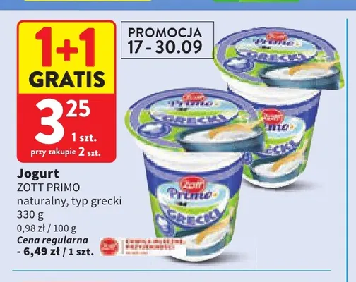 Jogurt naturalny typ grecki Zott Primo promocja w Intermarche