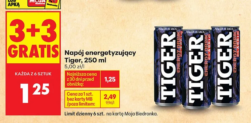 Napój energetyzujący Tiger promocja w Biedronka