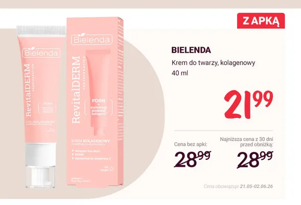 Krem do twarzy kolagenowy Bielenda promocja w Rossmann