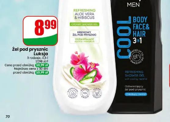 Kremowy żel pod prysznic Luksja aloes i hibiskus promocja w Dino