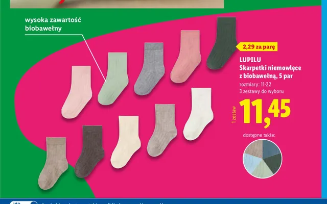 Skarpetki niemowlęce z biobawełną Lupilu 5-pak promocja w Lidl