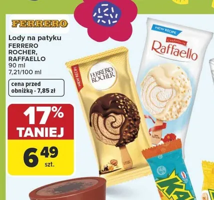 Lody na patykę Rocher promocja w Carrefour