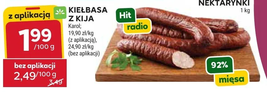 Kiełbasa z kija Karol 92% mięsa promocja w Stokrotka