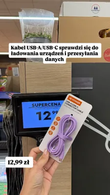 Kabel USB-A/USB-C Hykker Neon Soft Touch promocja w Biedronka