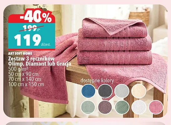 Zestaw 3 ręczników Art Soft Home promocja w Biedronka