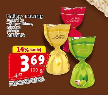 Praliny na wagę Mieszko Wiśnie w likierze promocja w Prim Market