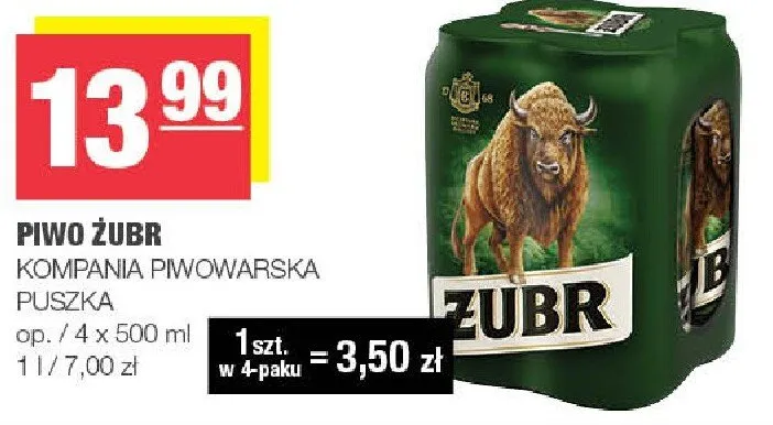 Piwo Żubr puszka promocja w SPAR