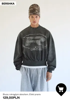 Bluza z okrągłym dekoltem efekt pranie Bershka promocja w Bershka