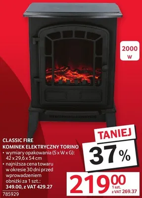 Kominek elektryczny TORINO promocja w Selgros