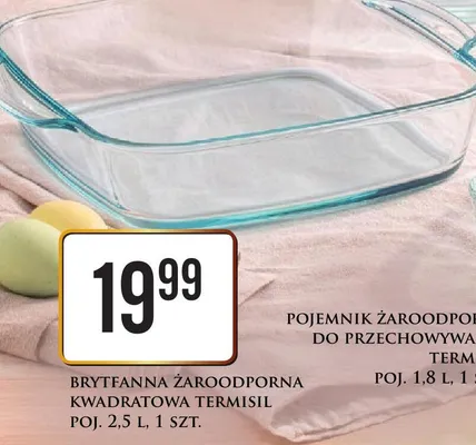 Brytfanna żaroodporna kwadratowa Termisil promocja w Dino