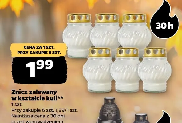 Znicz zalewany w kształcie kuli promocja w Netto