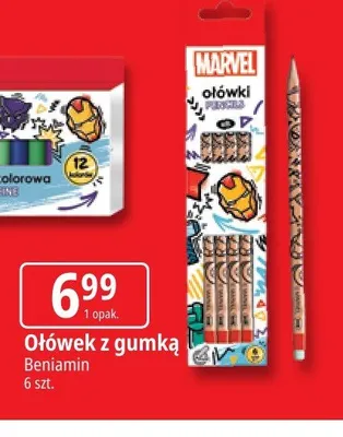 Ołówek z gumką Beniamin 6 szt. promocja w Leclerc