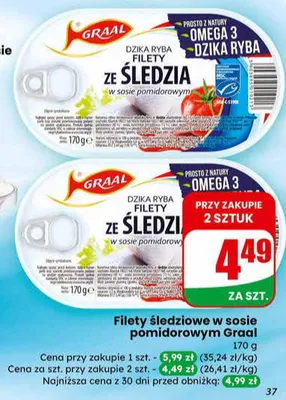 Filety śledziowe w sosie pomidorowym promocja w Dino