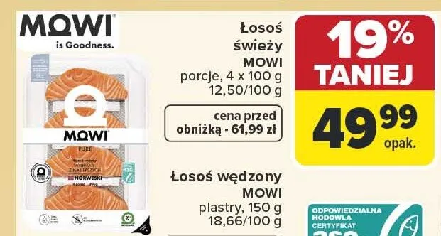 Łosoś świeży plastry promocja w Carrefour
