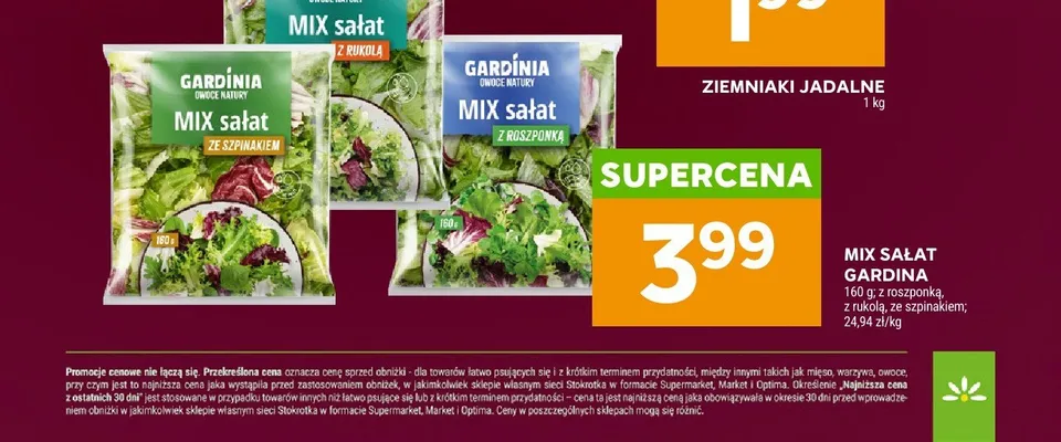 Mix sałat ze szpinakiem Gardinia promocja w Stokrotka