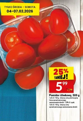 Pomidor śliwkowy, 500 g promocja w Twój Market