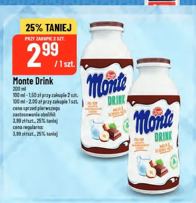 Napój mleczny Monte Drink promocja w POLOmarket