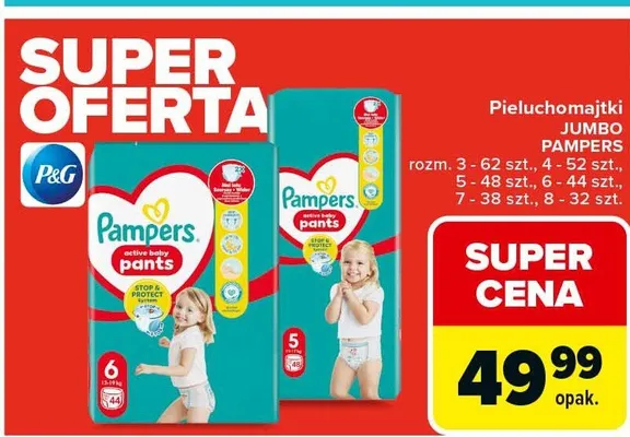 Pieluchomajtki Jumbo Active Baby Pants promocja w Carrefour Market