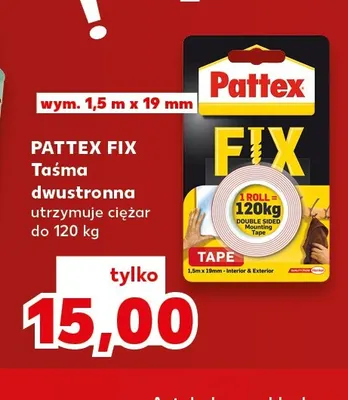 Taśma dwustronna Pattex Fix 1,5mx19 mm promocja w Kaufland