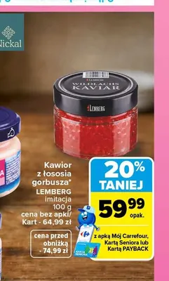 Kawior z łososia gorbusza imitacja Lemberg promocja w Carrefour